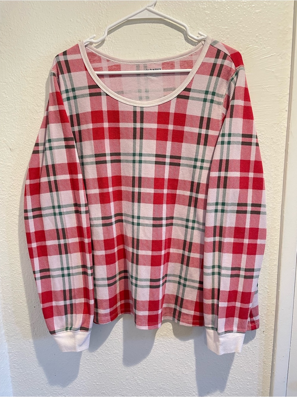 🎄Old Navy Holiday Plaid Waffle Knit PJ Top XXLT